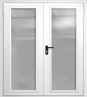 Двупольная противопожарная дверь EIW-60 RAL 9016, два максимальных стеклопакета ДМПО-02-555
