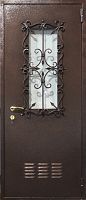 Входная дверь с порошковым напылением, со стеклом, ковкой и вентиляцией Marcy MRC-194