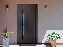 Входная дверь MRC-0036 рейлинг коричневый RAL 8019 скрытые петли