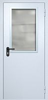 Однопольная противопожарная дверь EI-60 RAL 7035, широкий стеклопакет ДМПО-01-44