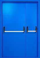 Полуторапольная противопожарная дверь EI-60 синяя RAL 5005, две ручки антипаника ДМП-02-67