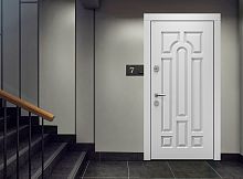 Входная дверь MRC-1712 белый RAL 9003 2 замка скрытые петли