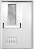 Полуторапольная техническая дверь RAL 9016, узкое стекло, антипаника, вентиляция ДТО-02-571