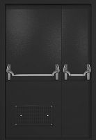 Полуторапольная техническая дверь RAL 9004 черная, вентиляция, две ручки антипаника ДТ-02-696